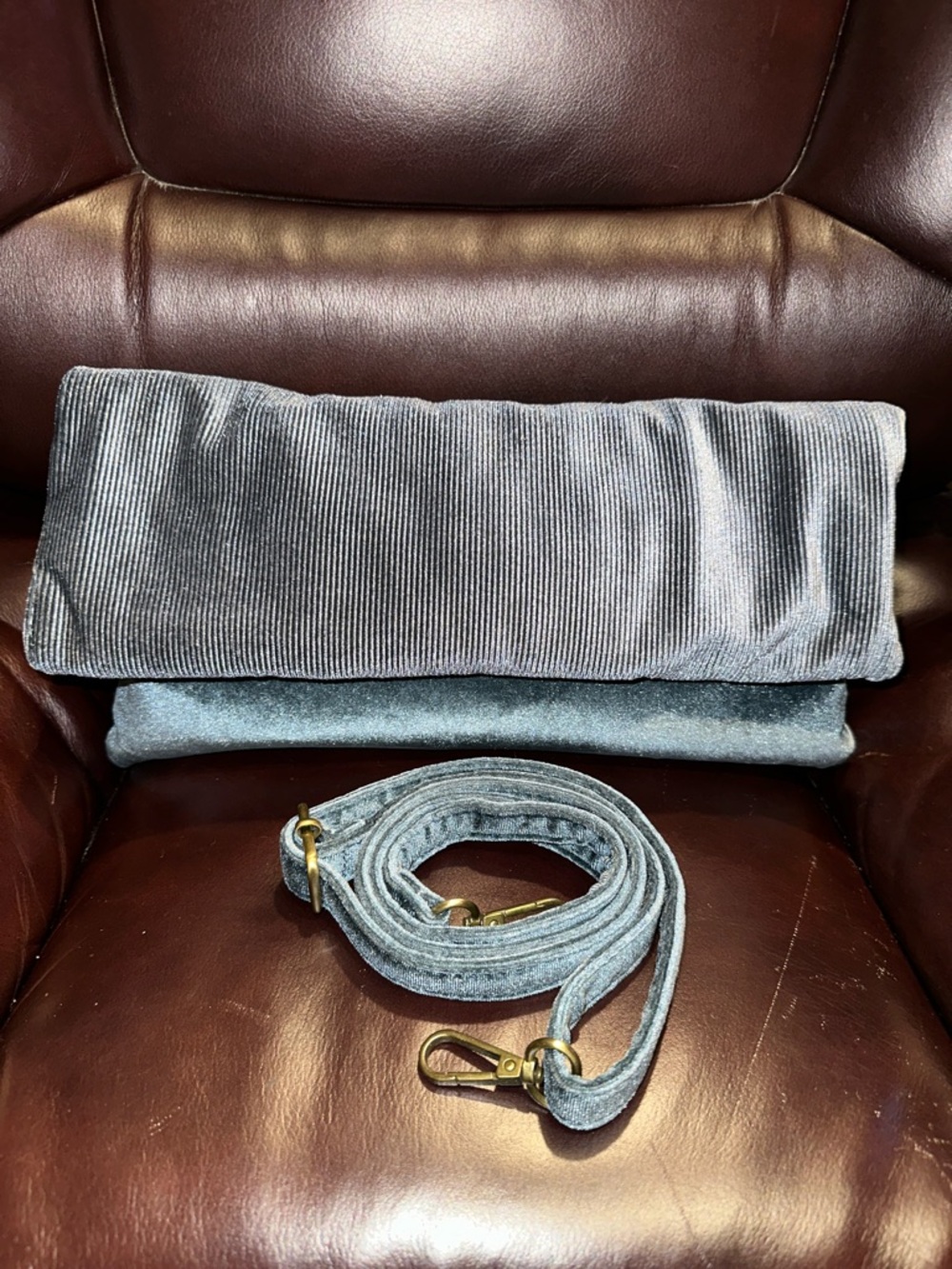 Anthropologie Velvet Fold Over Convertible Bag